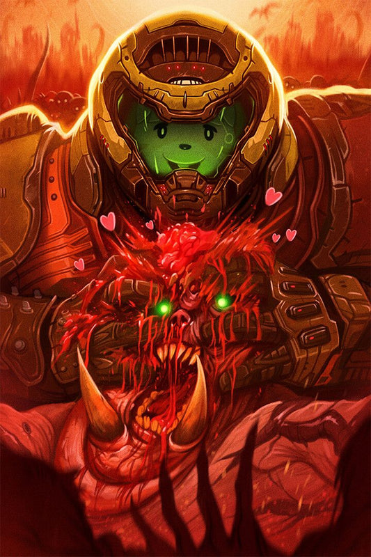 Doom Eternal Video Game Doomguy Skulls Decor Wall Art Jigsaw Puzzle