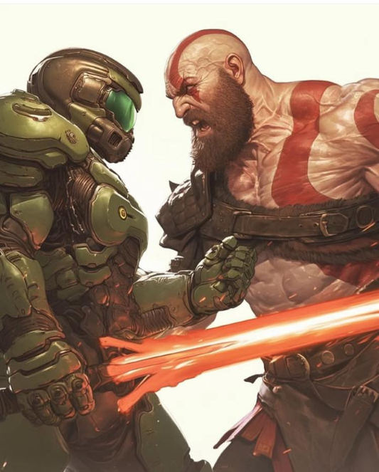 Doom Slayer Kratos Clash 4723 Print Poster
