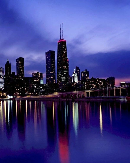 Downtown Chicago Skyline And Sears Tower Glossy Magnet Print Art Magnet