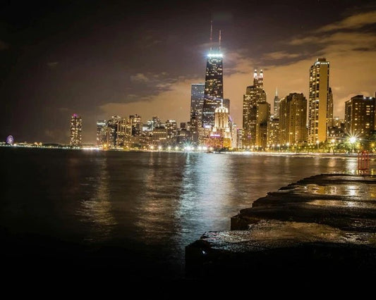 Downtown Chicago Skyline And Sears Tower Glossy Keychain Print Art Keychain 1