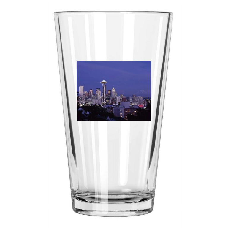 Downtown Seattle Skyline And Space Needle Photo Art Pint Beer Drinking Glass
