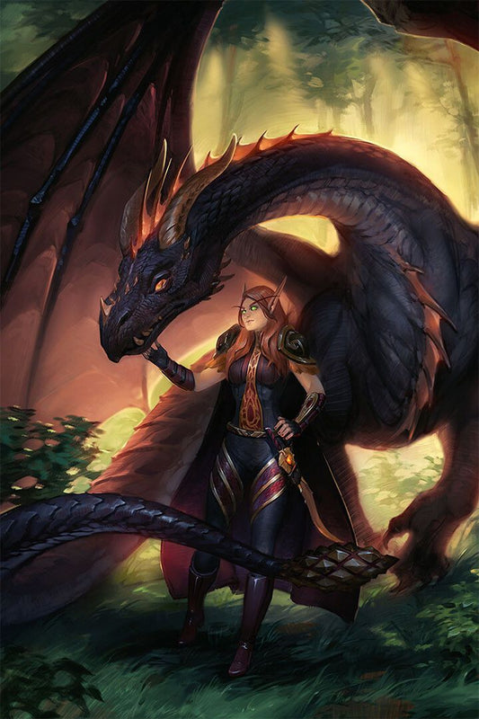 Dragon Mountain And Girl Fantasy Landscape Picture Jigsaw Puzzle