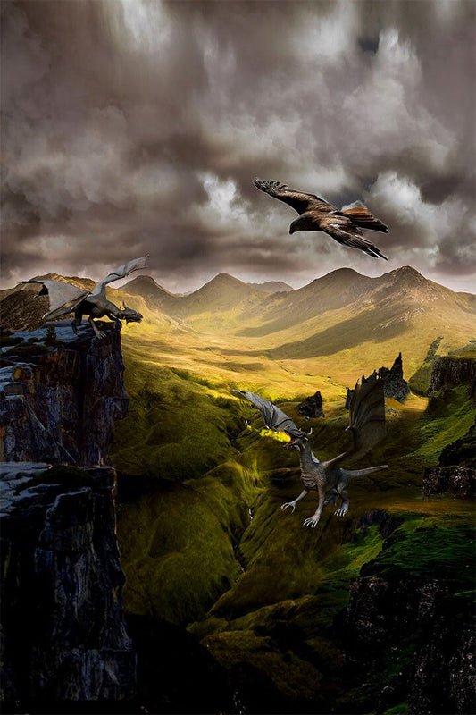 Dragon Mountain Fantasy Excitement Picture Print Wall Home Decor Jigsaw Puzzle
