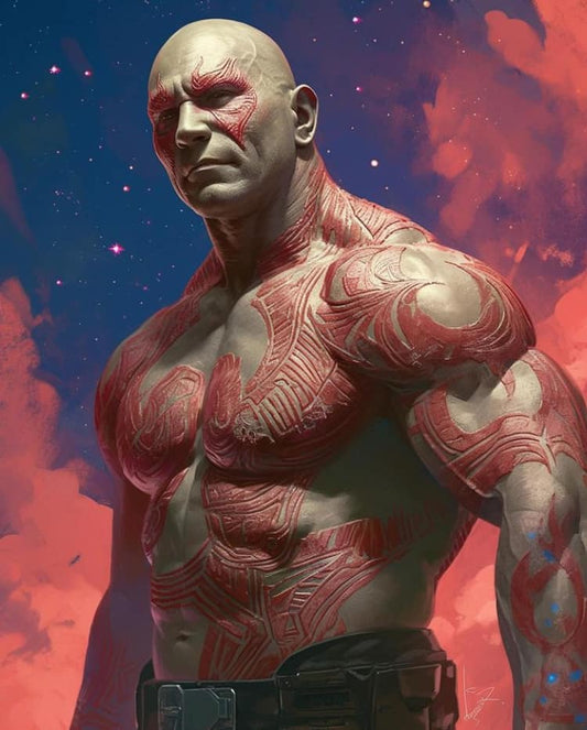 Drax Portrait Cosmic Background Print Poster
