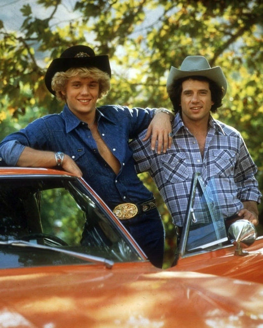 Dukes Of Hazard Cast Schneider & Wopat General Lee Picture Magnet 5 X 7