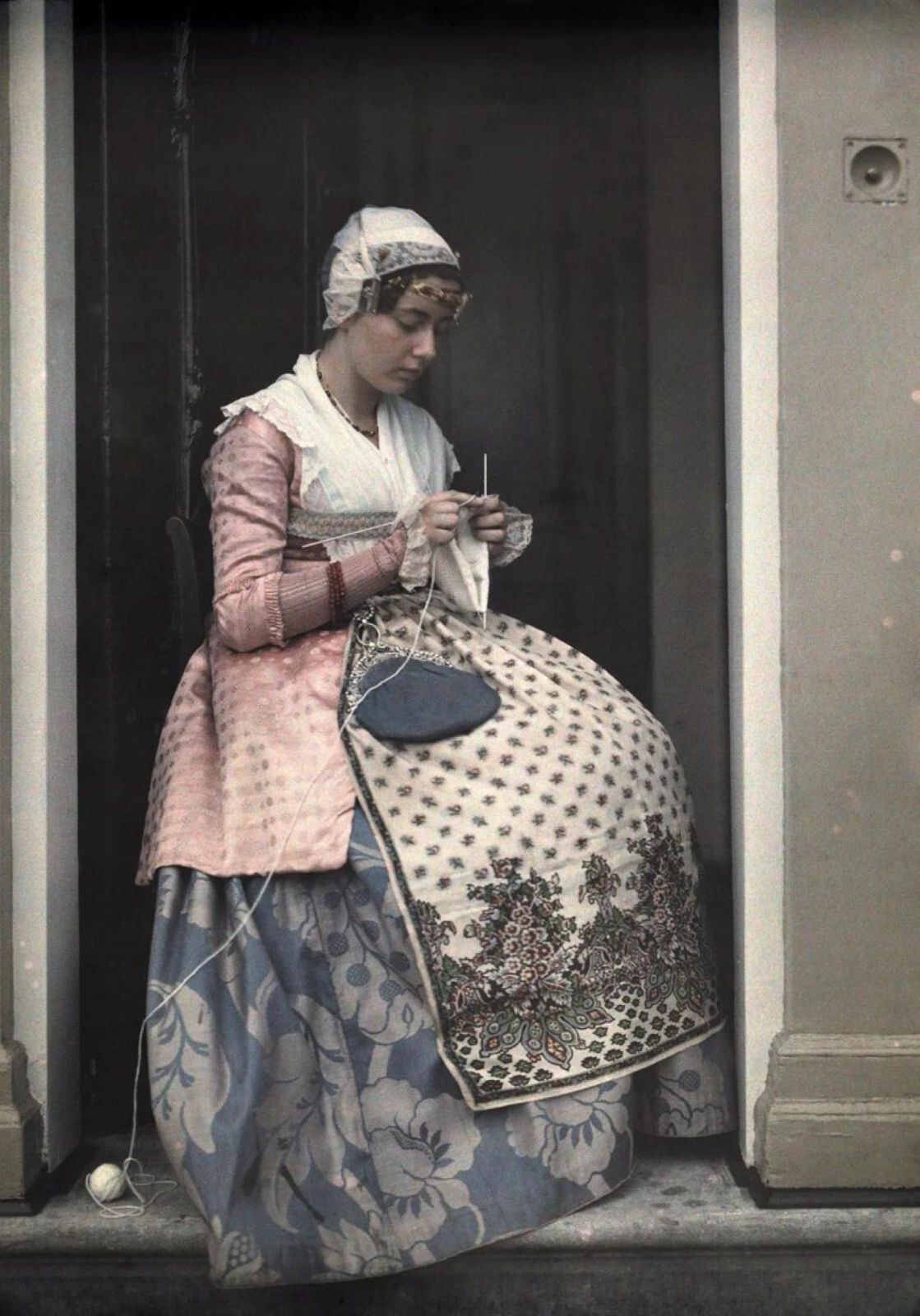 Dutch Girl Knitting In 1931 Holland Classic Historic Picture Magnet Print