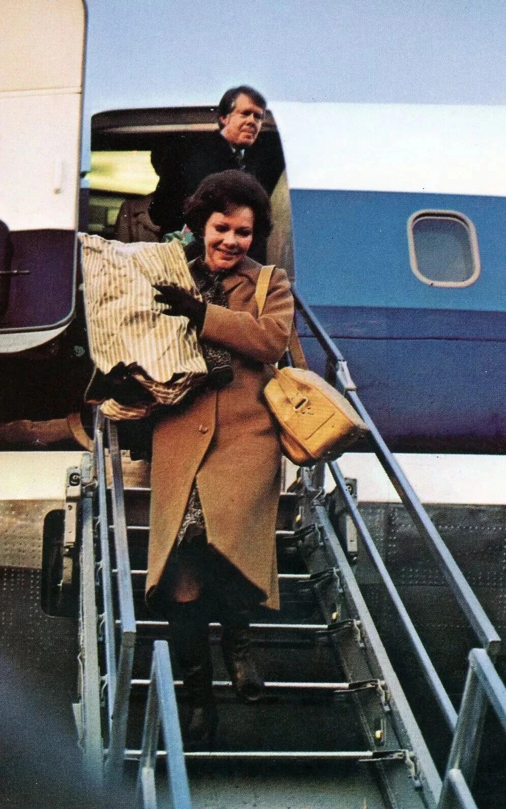 Eastern Airlines Dc 8 Jet President Carter & Wife Retro Picture Keychain