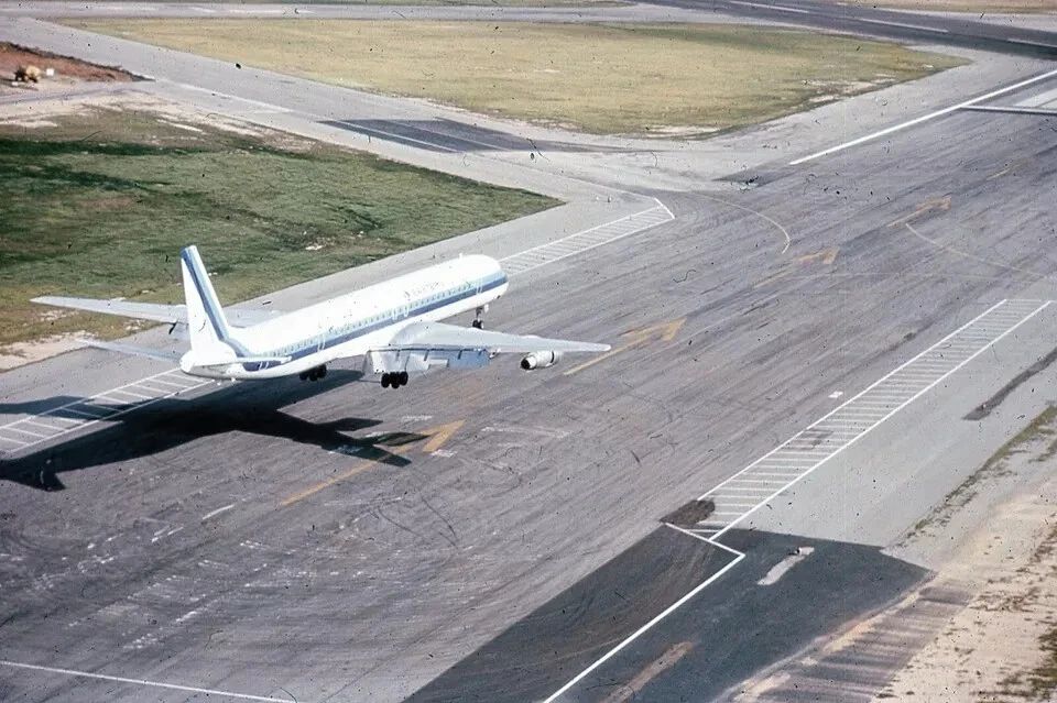 Eastern Airlines Dc 8 Jet Plane On Airport Runway Retro Picture Keychain