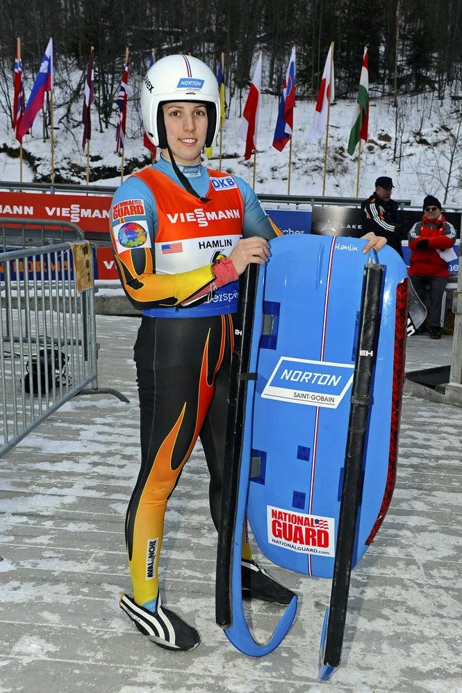 Erin Hamlin Keychain Luge Olympics Usa Picture Holding Luge