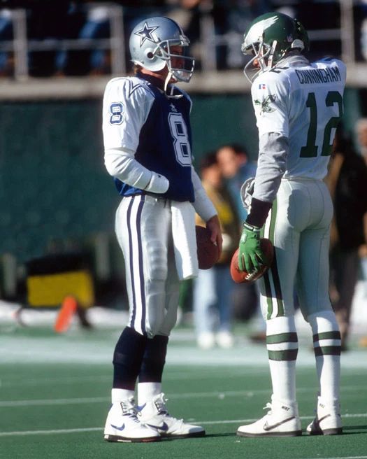 Eagles Randall Cunningham And Cowboys Troy Aikman Glossy Photo Print