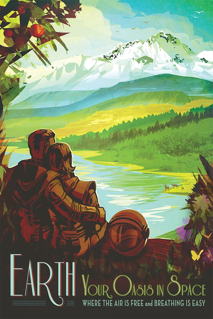 Earth Your Oasis Is Space Retro Style Space Exploration Jigsaw Puzzle