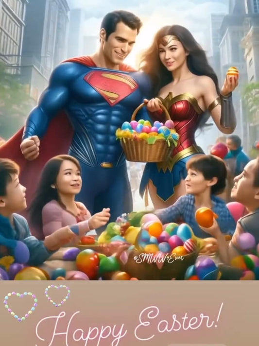 Easter Superheroes Children Celebration Print Poster