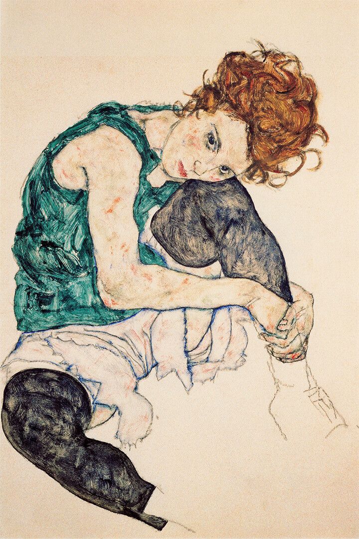 Egon Schiele Woman Bending Down Vintage Jigsaw Puzzle