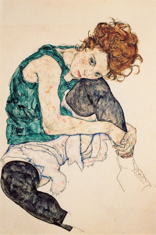 Egon Schiele Woman Bending Down Vintage Jigsaw Puzzle