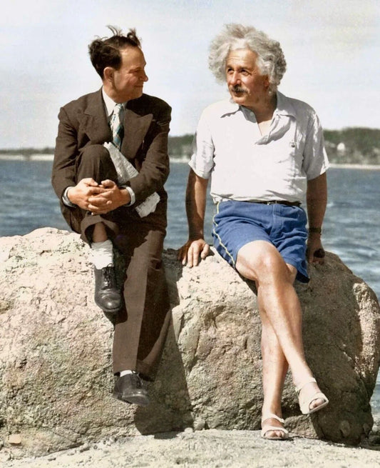 Einstein With David Rothman Nassau Point 1939 Summer Beach Picture Magnet