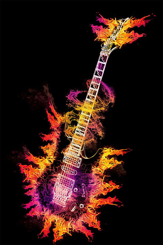 Electric Guitar Instrument Lights Painting Print Jigsaw Puzzle