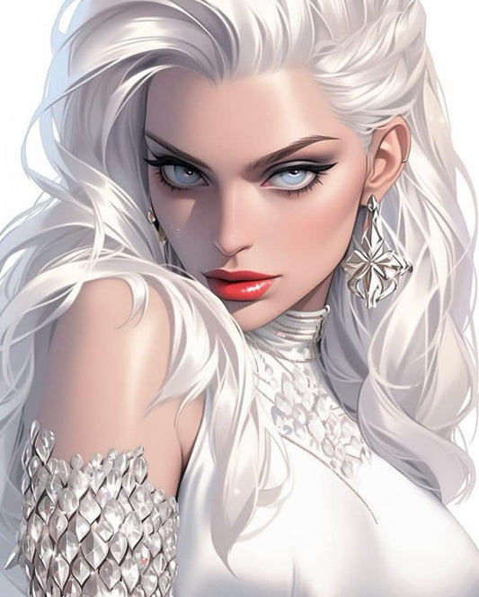 Elegant White Haired Fashion Model Print Poster