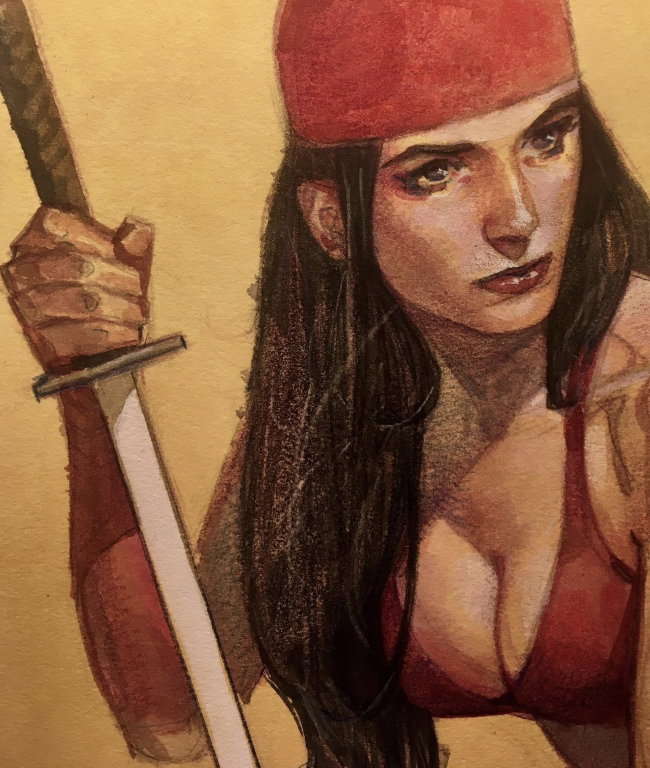 Elektra Sword Red Outfit 736 Print Poster