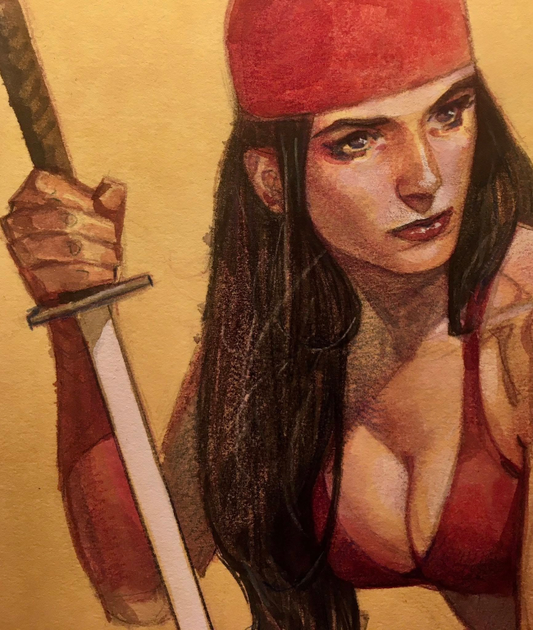 Elektra Sword Red Outfit 736 Print Poster