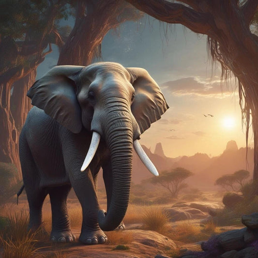 Elephant In Africa Art Keychain Animal In Africa