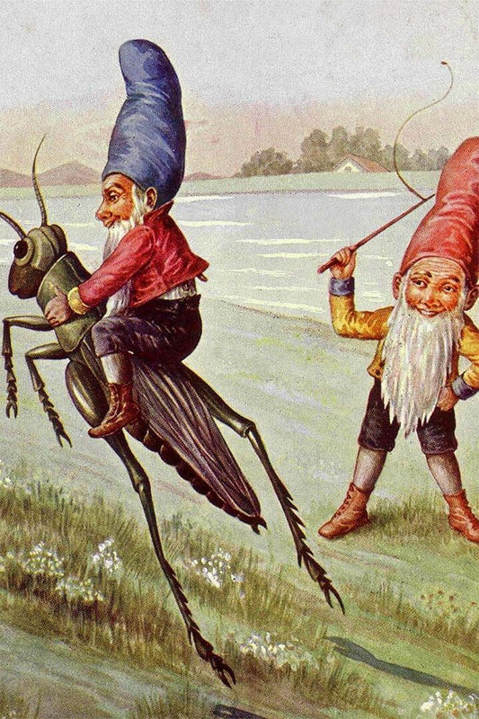Elves On A Grasshopper Cartoon Fantasy Bugs Jigsaw Puzzle