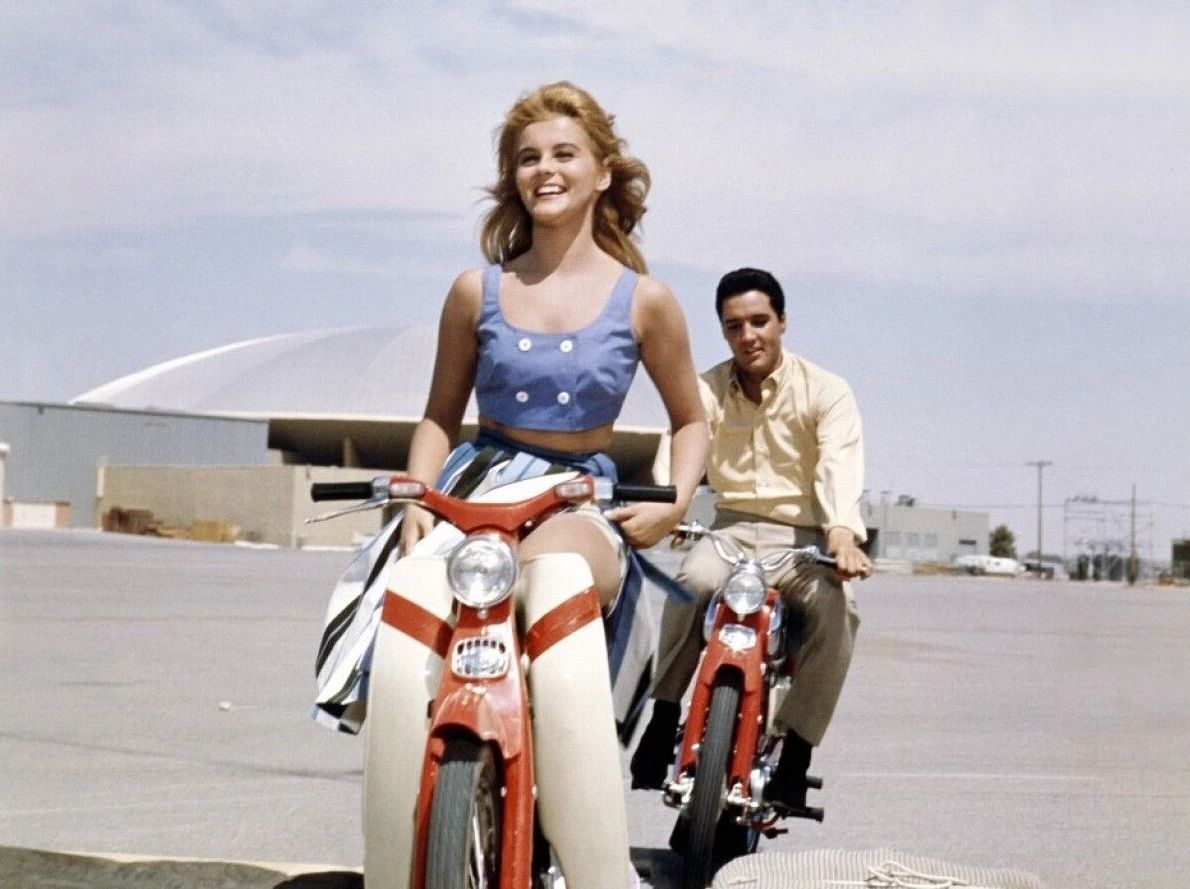 Elvis Presley & Ann Margret Riding Scooters Movie Picture Keychain Print 8 X 10