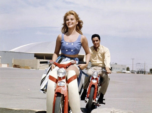 Elvis Presley & Ann Margret Riding Scooters Movie Picture Keychain Print 8 X 10