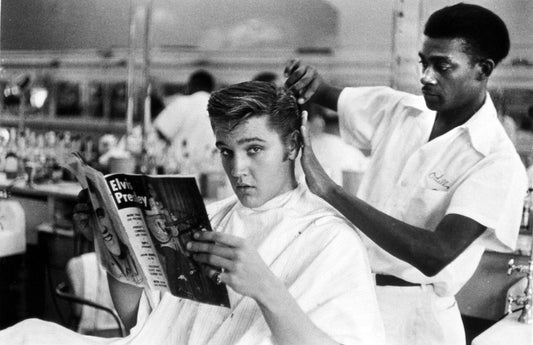 Elvis Presley Getting Haircut At Jim'S Barbershop Memphis Picture Magnet