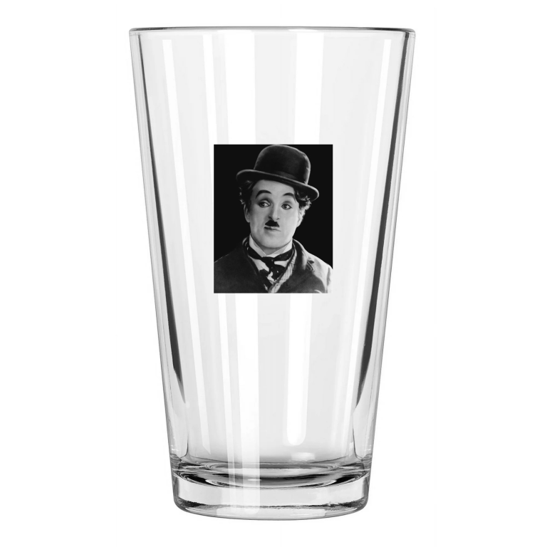 English Comic Actor Charlie Chaplin Famous Film Star Portrait Pint Beer Glass