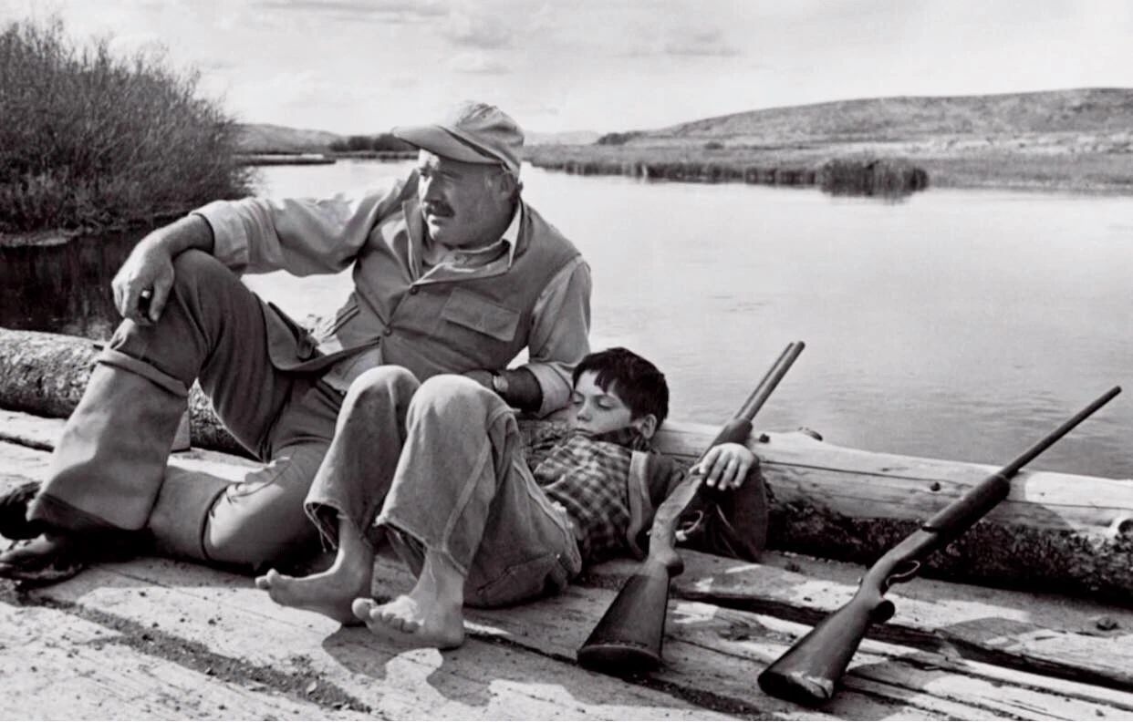 Ernest Hemingway & Son Sun Valley Idaho 1941 Hunting Guns Picture Magnet
