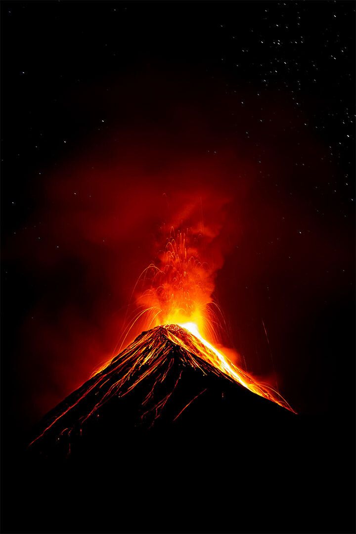 Eruption Of Stromboli Volcano At Night Print Wall Art Home Decor Poster