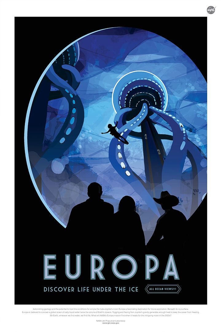 Europa Life Under The Ice Retro Space Exploration Nasa Jigsaw Puzzle