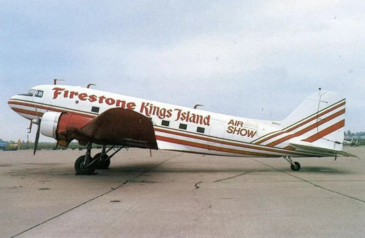 Firestone Kings Island Airlines Dc 3 Airport Retro Picture Photo