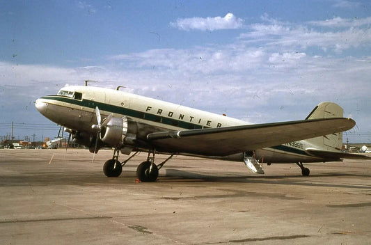 Frontier Airlines Dc 3 Propellor Airplane At Airport Retro Picture Magnet