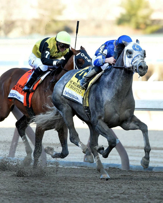 Frosted Keychain Horse Racing Picture Race Action