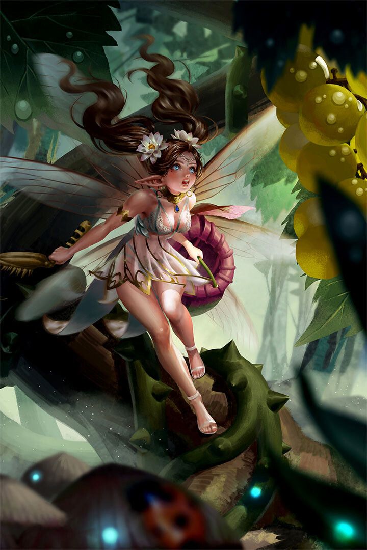 Fairies And Fireflies Fantasy Comic Print Painting Wall Art Decor Jigsaw Puzzle