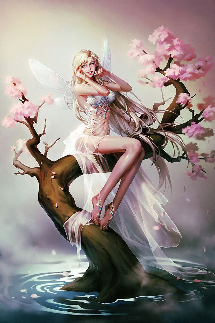 Fairies Girl Oil Painting Blonde Haired Hominoid Print Jigsaw Puzzle