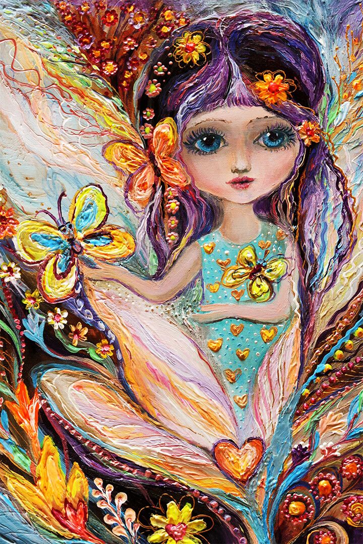 Fairies Girl Oil Painting Colorful Winged Insect Print Jigsaw Puzzle
