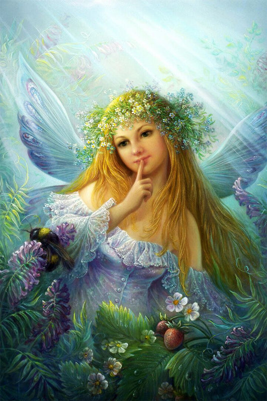 Fairies Girl Oil Painting Colorful Wings Print Jigsaw Puzzle