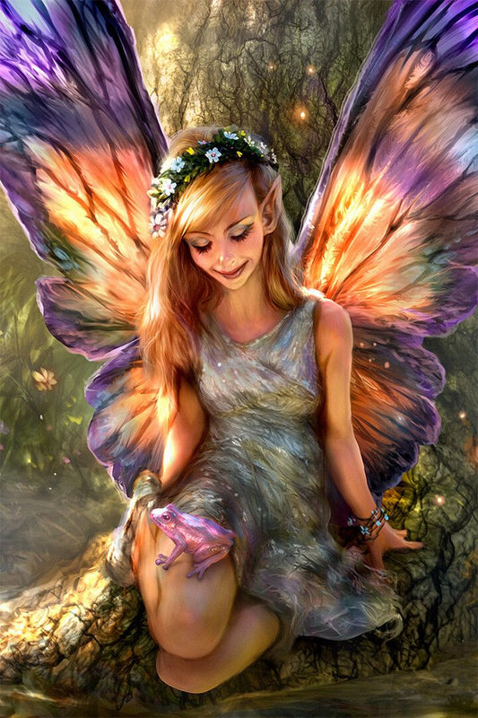 Fairies Girl Oil Painting Rainbow Color Print Jigsaw Puzzle