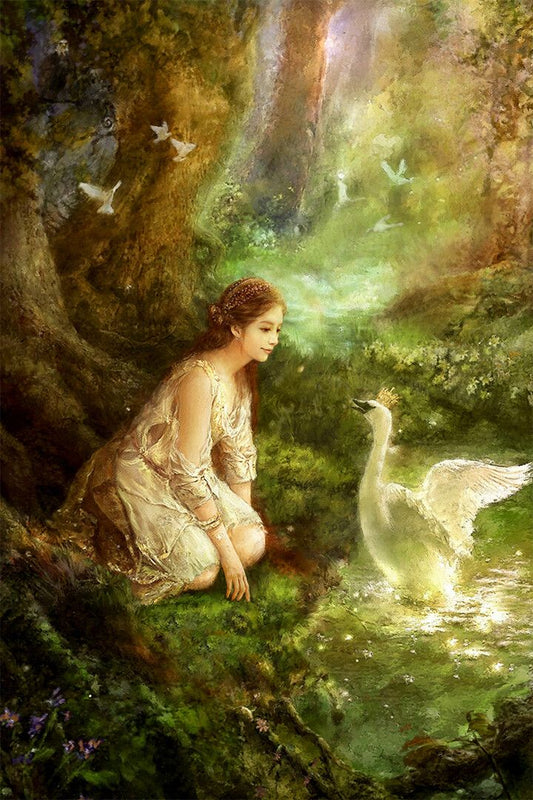 Fairy Fairies Girl Oil Painting Print Canvas Jigsaw Puzzle