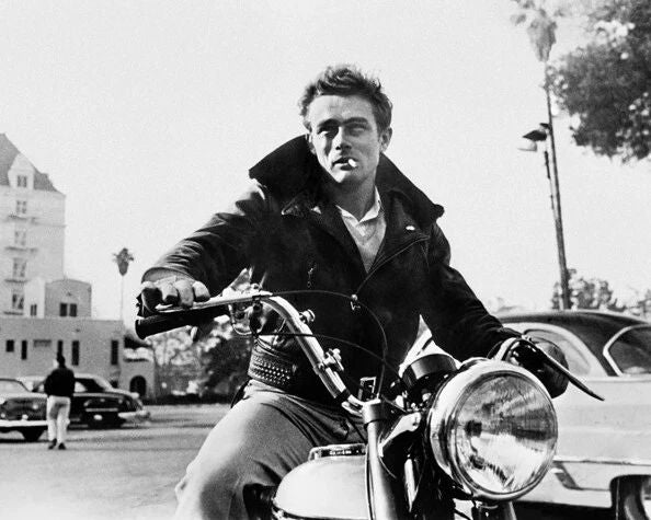 Famous Actor James Dean On His Motorcycle Glossy Keychain Sunset Blvd Keychain
