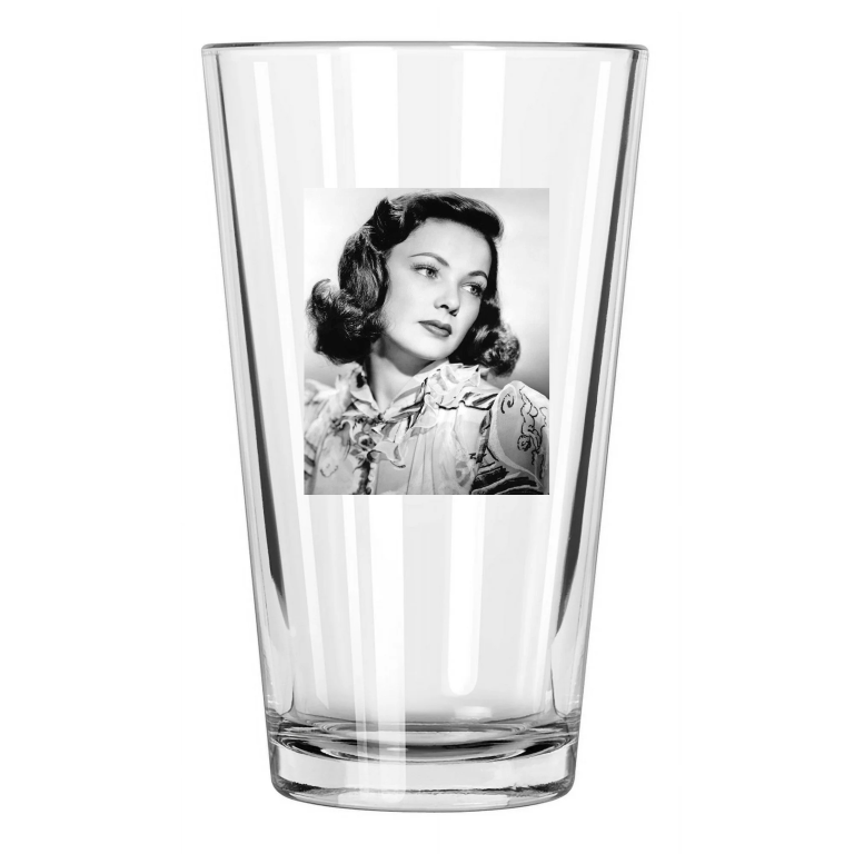 Famous Actress Gene Tierney Photo Celebrity Portrait Pint Beer Drinking Glass