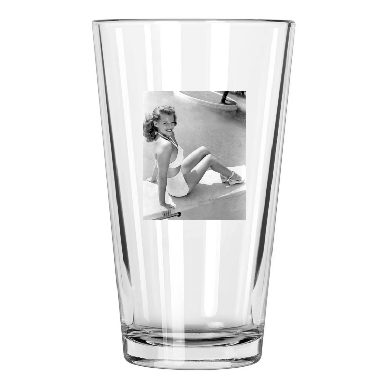Famous Actress Rita Hayworth Photo Swimsuit Model Pint Beer Drinking Glass