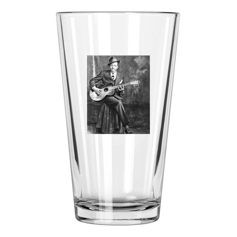 Famous Blues Singer Robert Johnson Photo Musician Pint Beer Drinking Glass