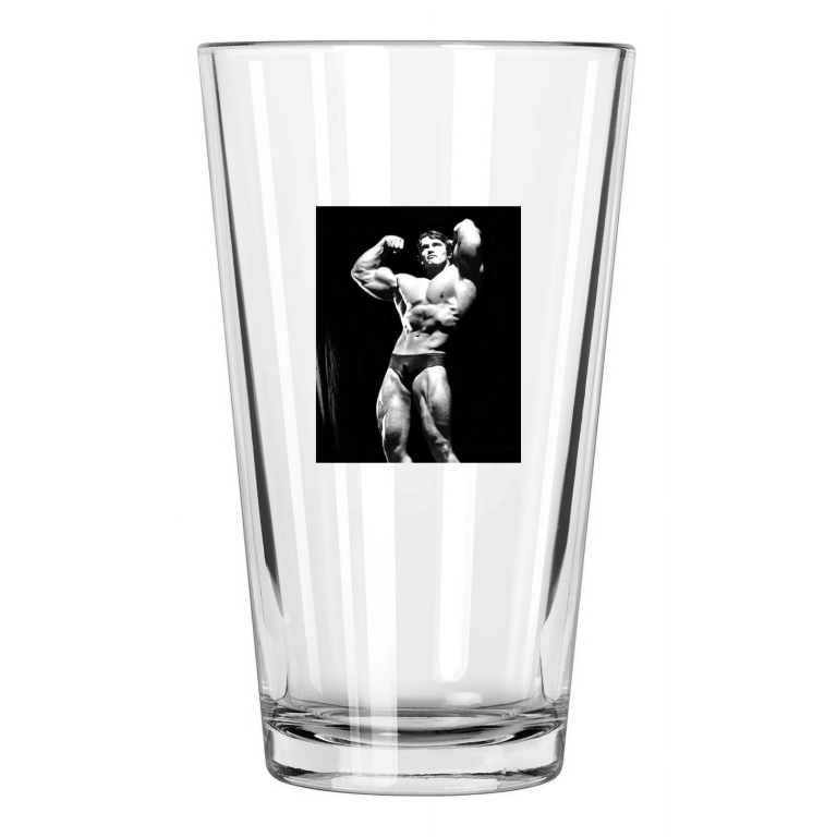 Famous Bodybuilder Arnold Schwarzenegger Celebrity Actor Pint Beer Glass