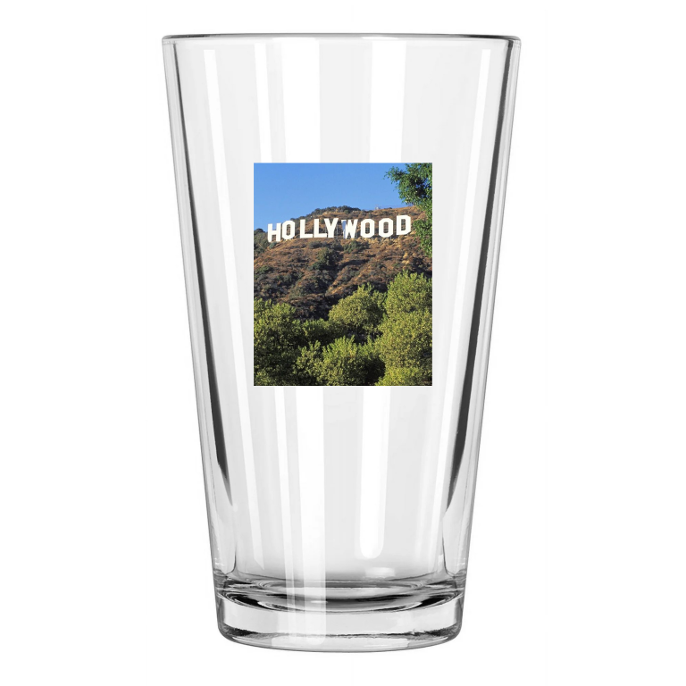 Famous Hollywood Sign Photo California Landmark 2 Pint Beer Drinking Glass