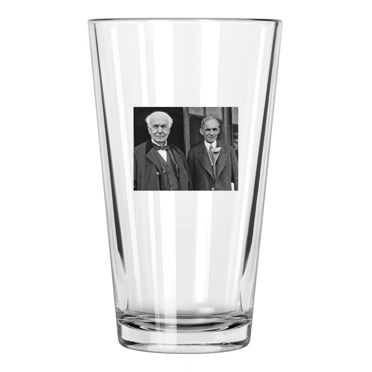 Famous Inventors Henry Ford And Thomas Edison Genius 2 Pint Beer Drinking Glass