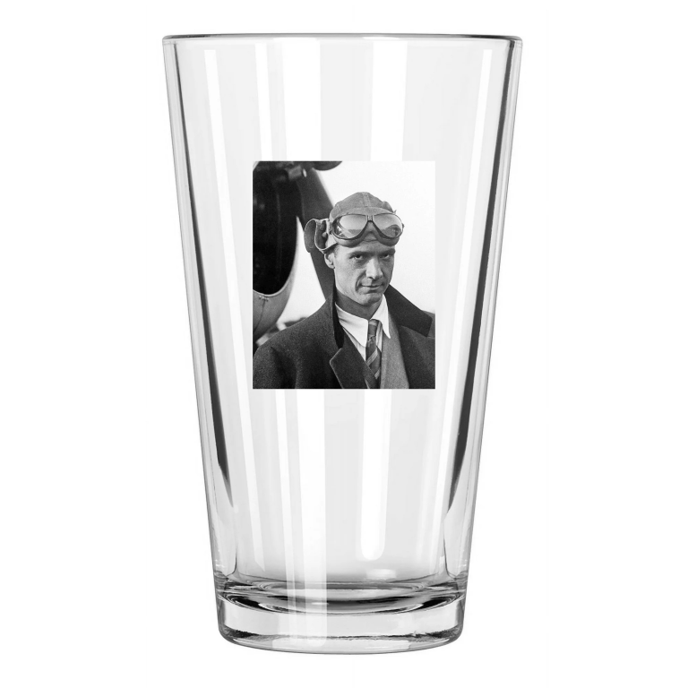 Famous Pilot Howard Hughes Photo Aviator Pint Beer Drinking Glass
