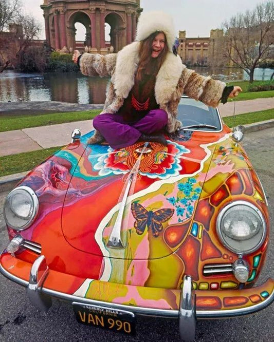 Famous Rock Singer Janis Joplin On Her Car Glossy Magnet Artist Magnet 1